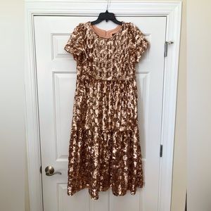 Anthropologie Maeve Bernadette Sequin Tiered Midi Dress Size S
